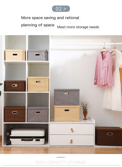 Foldable Cotton & Linen Storage box with Lid