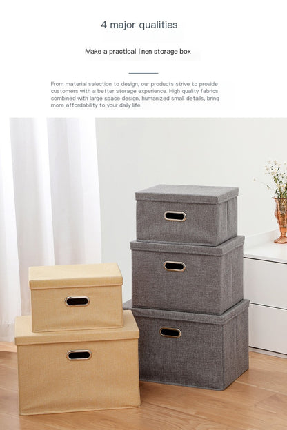 Foldable Cotton & Linen Storage box with Lid
