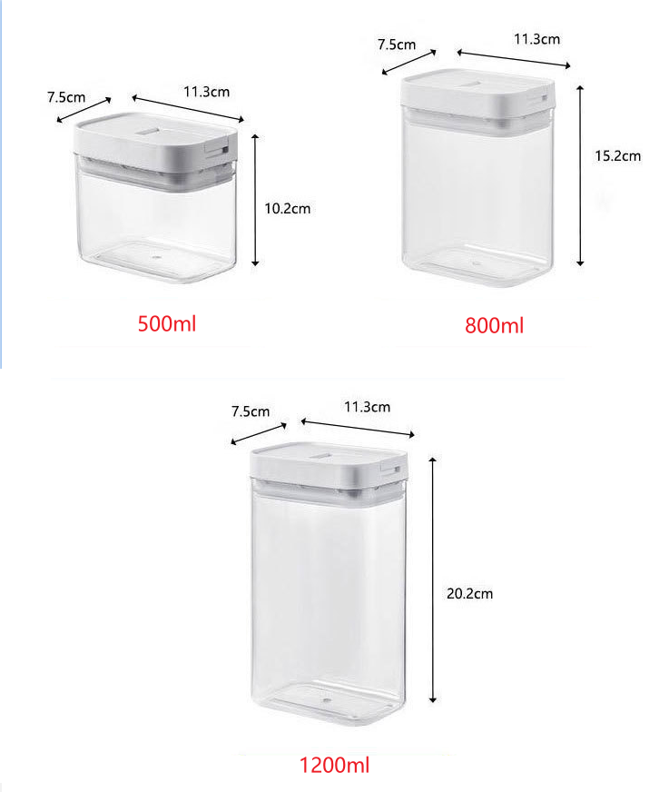 Stackable Transparent Storage Containers – 500ml / 800ml / 1200ml