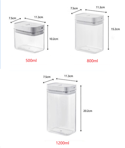 Stackable Transparent Storage Containers – 500ml / 800ml / 1200ml